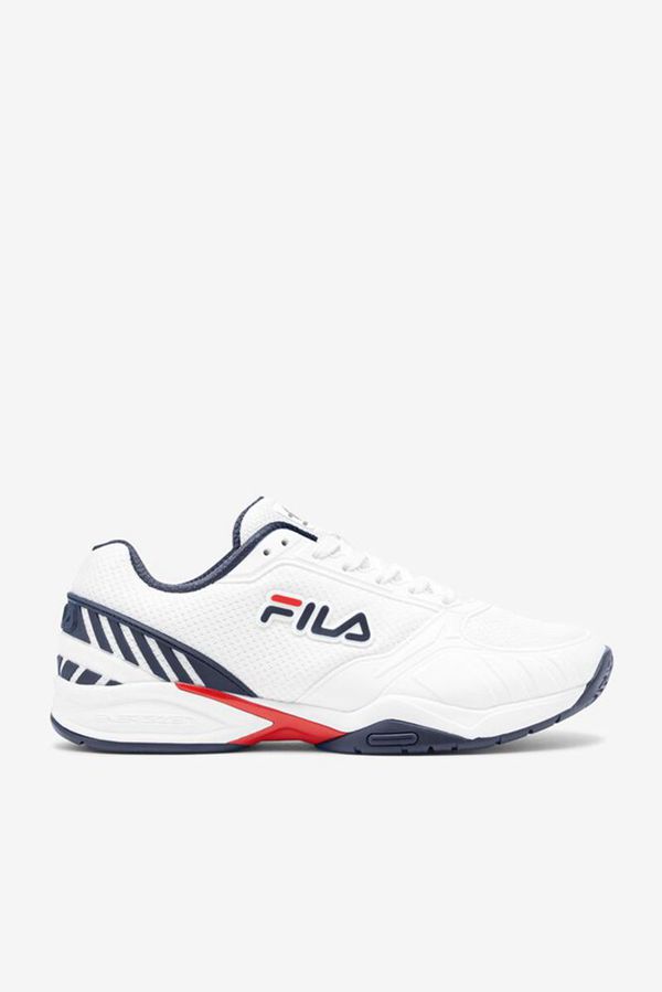 Fila Volley Zone Men's Tennis Shoes - White/Navy/Red,NZ 961-87025